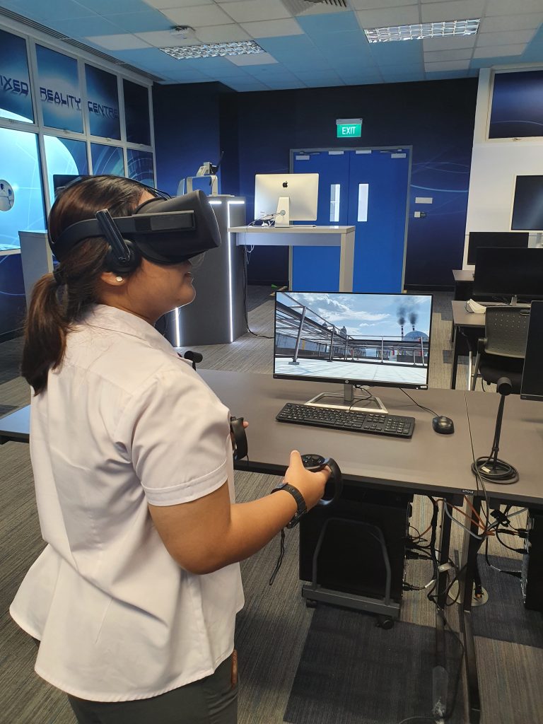 Young girl in VR training