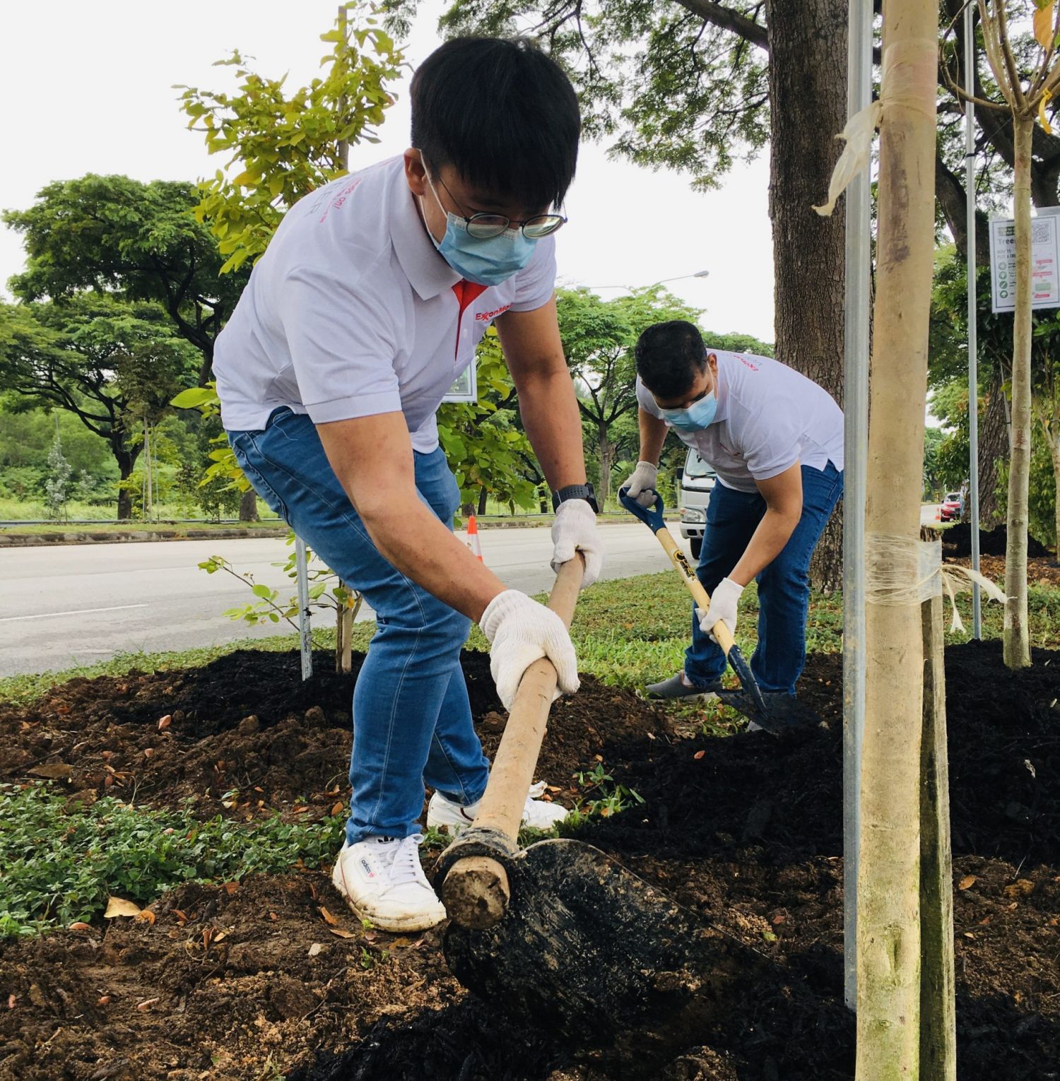Volunteers plant trees for a greener Jurong Island