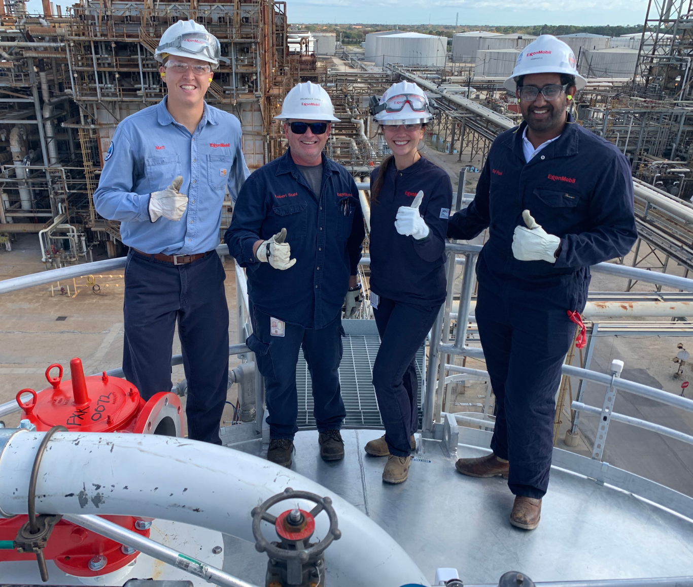 Matthew and colleagues at the Baytown facility
